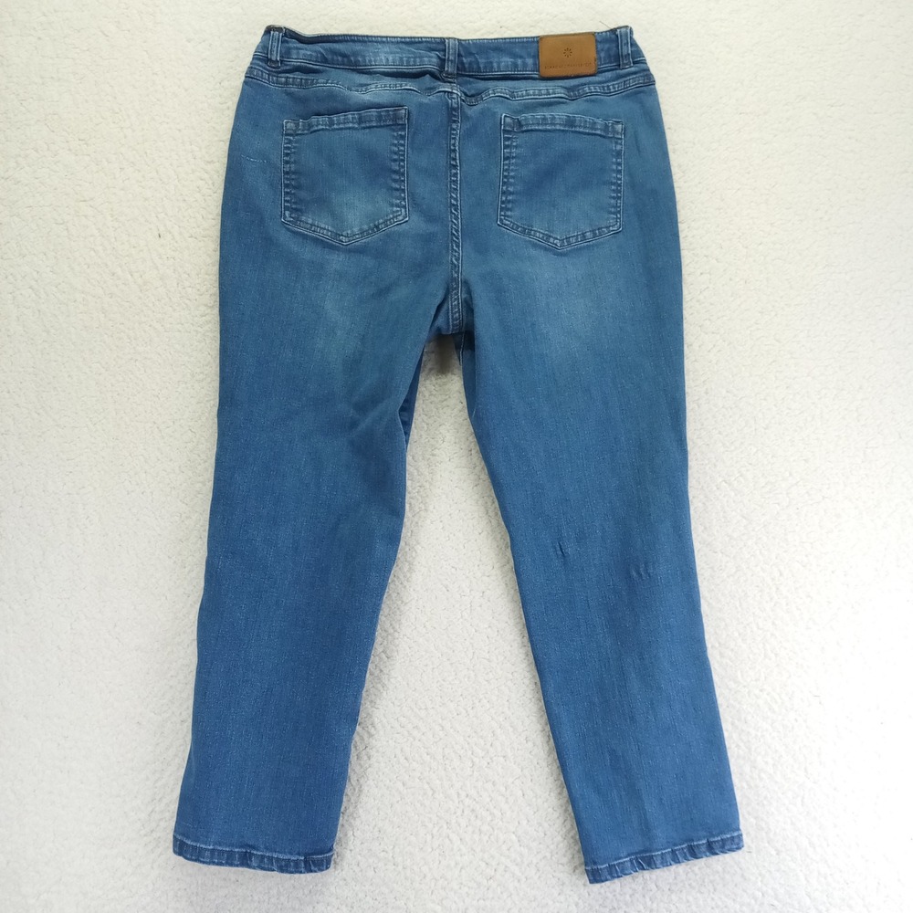 Isaac Mizrahi Live Womens Blue Straight Leg Cropped Jeans Size 14P Medium Wash - Picture 2 of 10